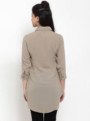 Brown plain crepe party-tops 4