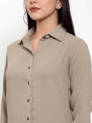 Brown plain crepe party-tops 5