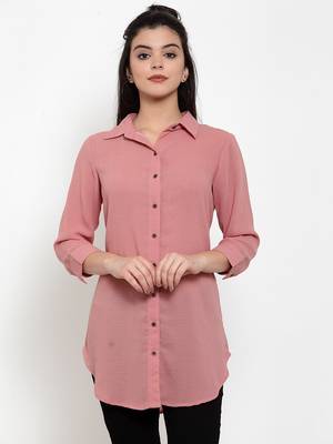 Pink plain crepe party-tops 1