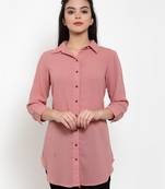 Pink plain crepe party-tops