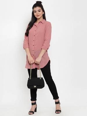 Pink plain crepe party-tops 3