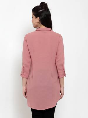 Pink plain crepe party-tops 4