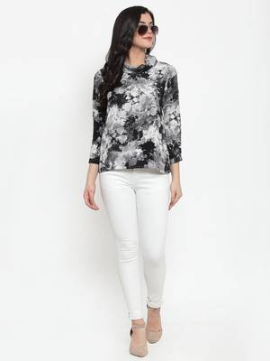 Black printed crepe party-tops 3
