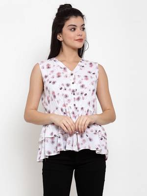 White printed cotton party-tops 1