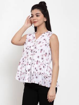 White printed cotton party-tops 2