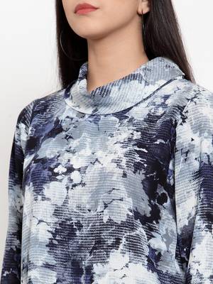 Navy-blue printed crepe party-tops 5