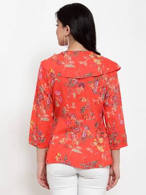 Peach printed modal party-tops 4