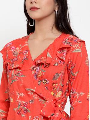 Peach printed modal party-tops 5