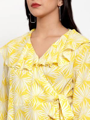 Yellow printed modal party-tops 5