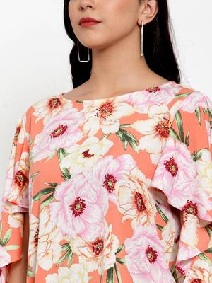 Peach printed crepe party-tops 5