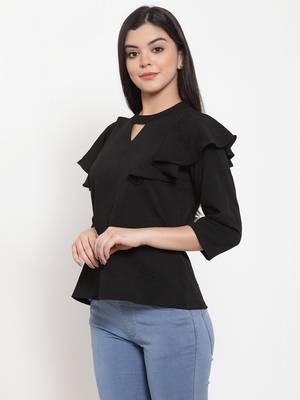 Black plain jacquard party-tops 2