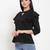 Black plain jacquard party-tops