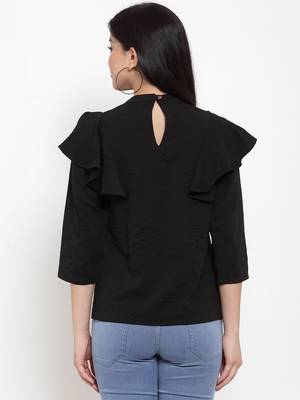 Black plain jacquard party-tops 4