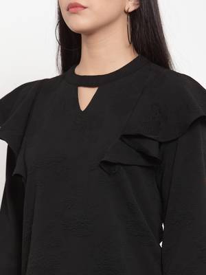 Black plain jacquard party-tops 5