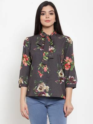 Brown printed polyester party-tops 1