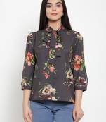 Brown printed polyester party-tops