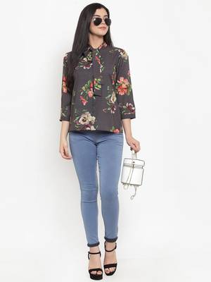 Brown printed polyester party-tops 3