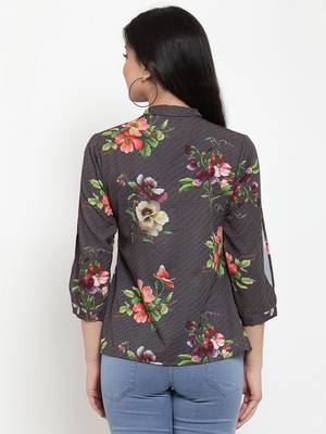 Brown printed polyester party-tops 4