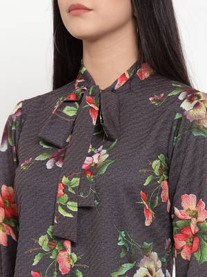 Brown printed polyester party-tops 5