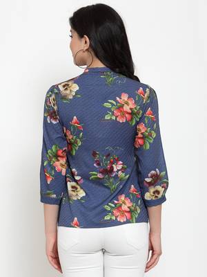 Blue printed polyester party-tops 4