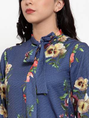 Blue printed polyester party-tops 5