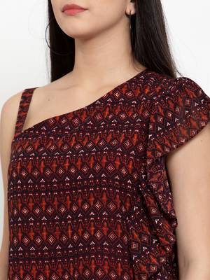 Brown printed georgette party-tops 5