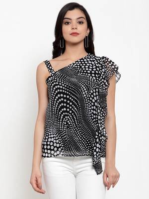 Black printed georgette party-tops 1