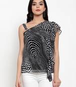 Black printed georgette party-tops
