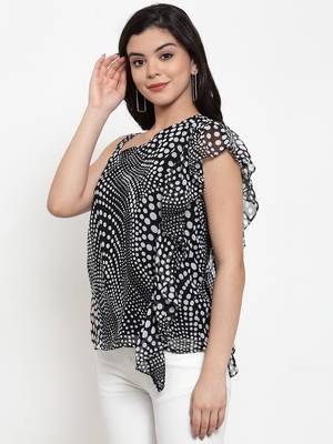 Black printed georgette party-tops 2