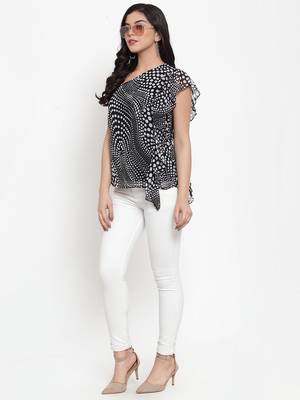 Black printed georgette party-tops 3
