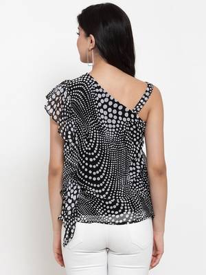 Black printed georgette party-tops 4