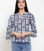 White printed crepe party-tops