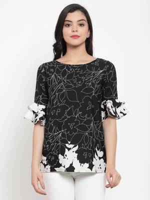 Black printed crepe party-tops 1