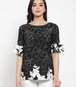Black printed crepe party-tops