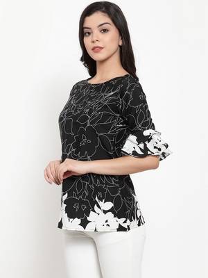 Black printed crepe party-tops 2