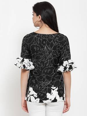 Black printed crepe party-tops 4