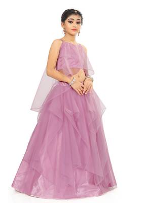 Kids Lavender Lehenga Choli For Girls  3