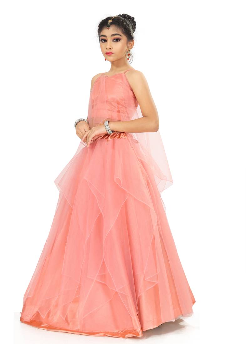 Kids Peach Lehenga Choli 