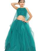 Kids Rama Net With Satin Lehenga Choli For Girls 