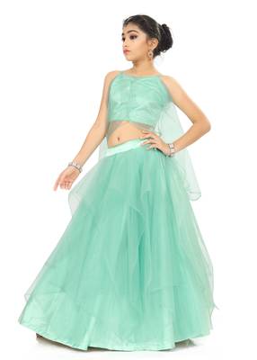 Girls Sky Blue Lehenga Choli For Weding Wear  3
