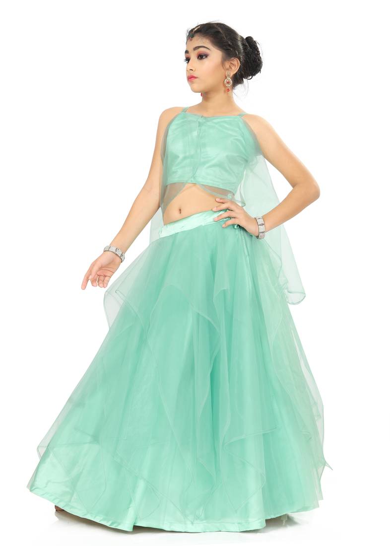 Girls Sky Blue Lehenga Choli For Weding Wear 