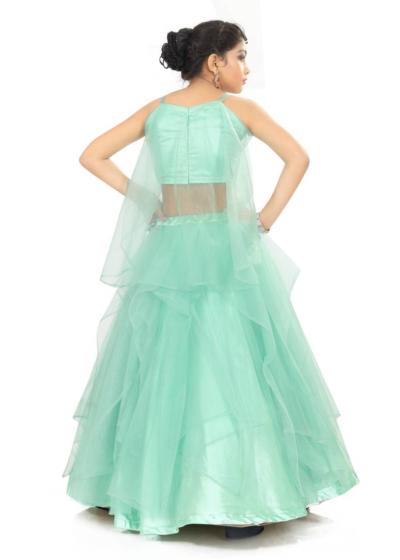Girls Sky Blue Lehenga Choli For Weding Wear 