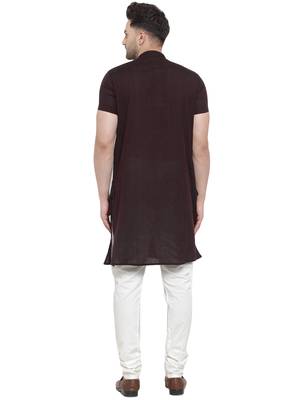 Black Red Cotton Dobby Tanka Long Kurta 2