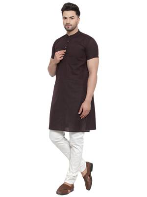 Black Red Cotton Dobby Tanka Long Kurta 3