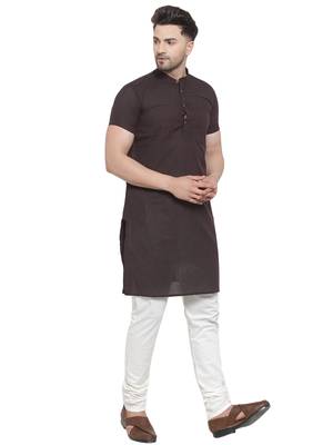 Black Red Cotton Dobby Tanka Long Kurta 4