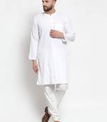 White Pintuck Striped Long Kurta