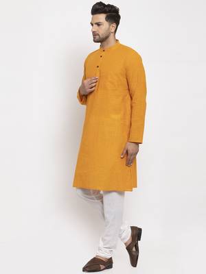 Mustard Slub Woven Long Kurta 3