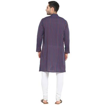 Navy Cotton Striped Long Kurta 2
