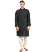 Black Abstract Woven Long kurta