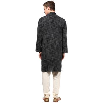 Black Abstract Woven Long kurta 2